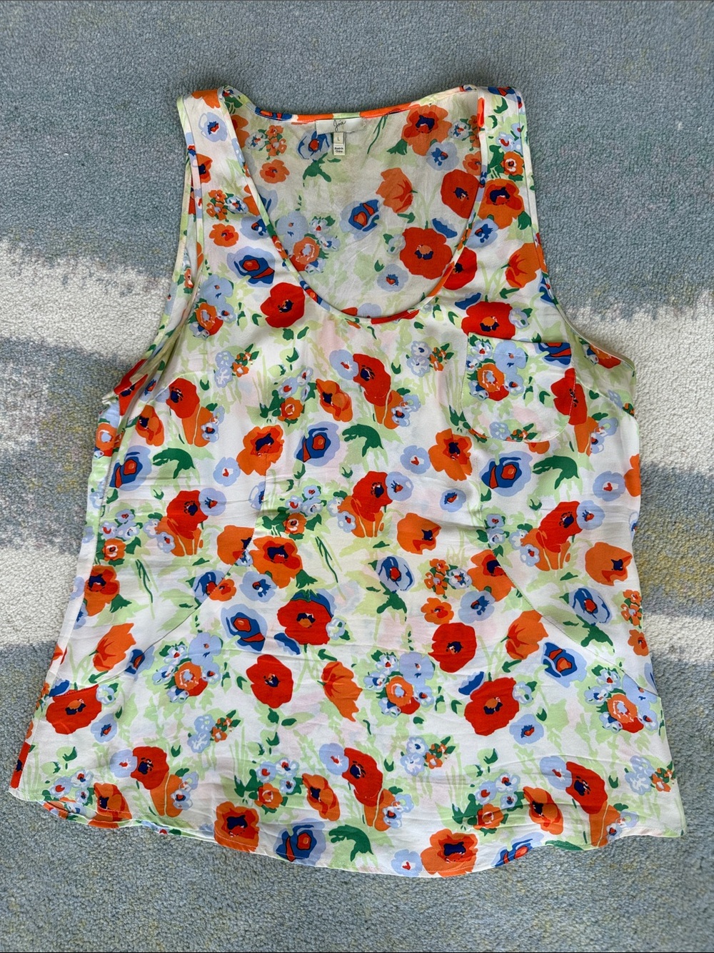 Joie Floral Silk Tank Top Multicolor Sleeveless Blouse Size L